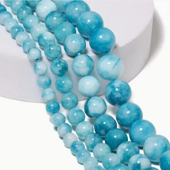 Natural Blue Ocean Larimar   Big, Bold, Beautiful 10mm 15" Strand - Picture 2 of 3